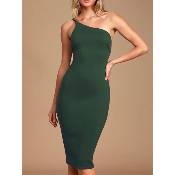 Lulus Dresses & Skirts - Lulus You Wish Forest Green One-Shoulder MidiDress